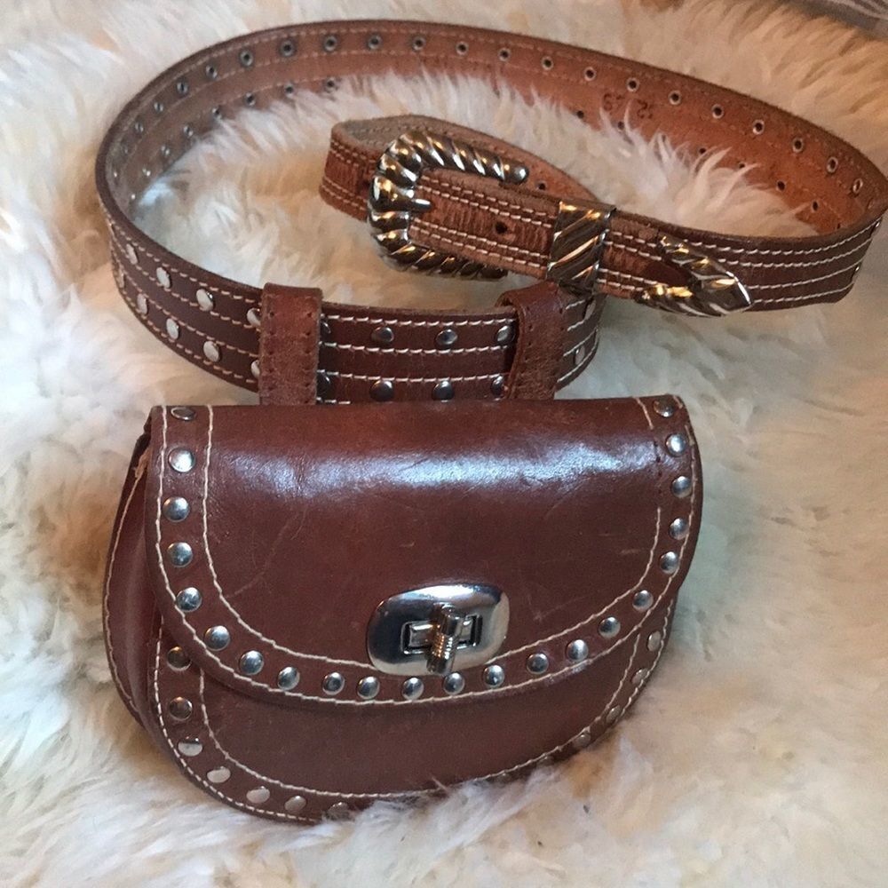 Vintage studded leather belt bag